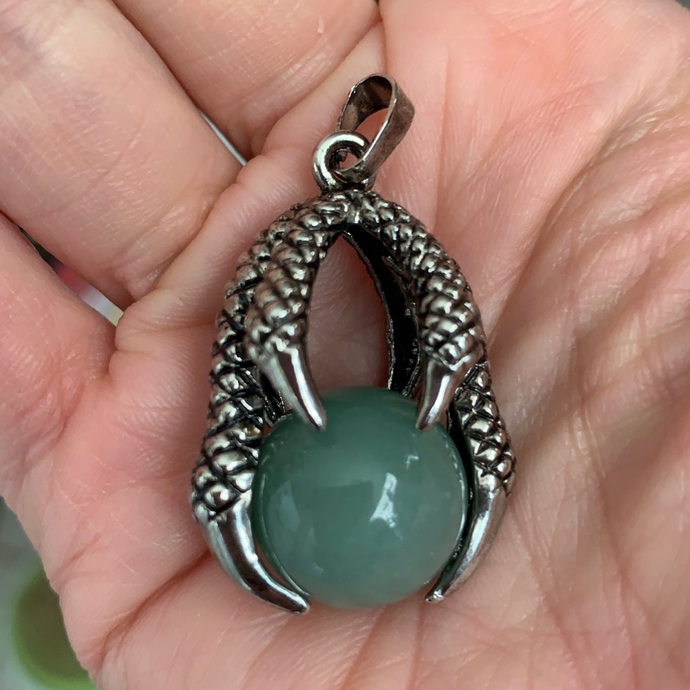Natural Dragon Claw Aventurine Antique Design Handmade Pendant Unheated - Picture 2 of 8